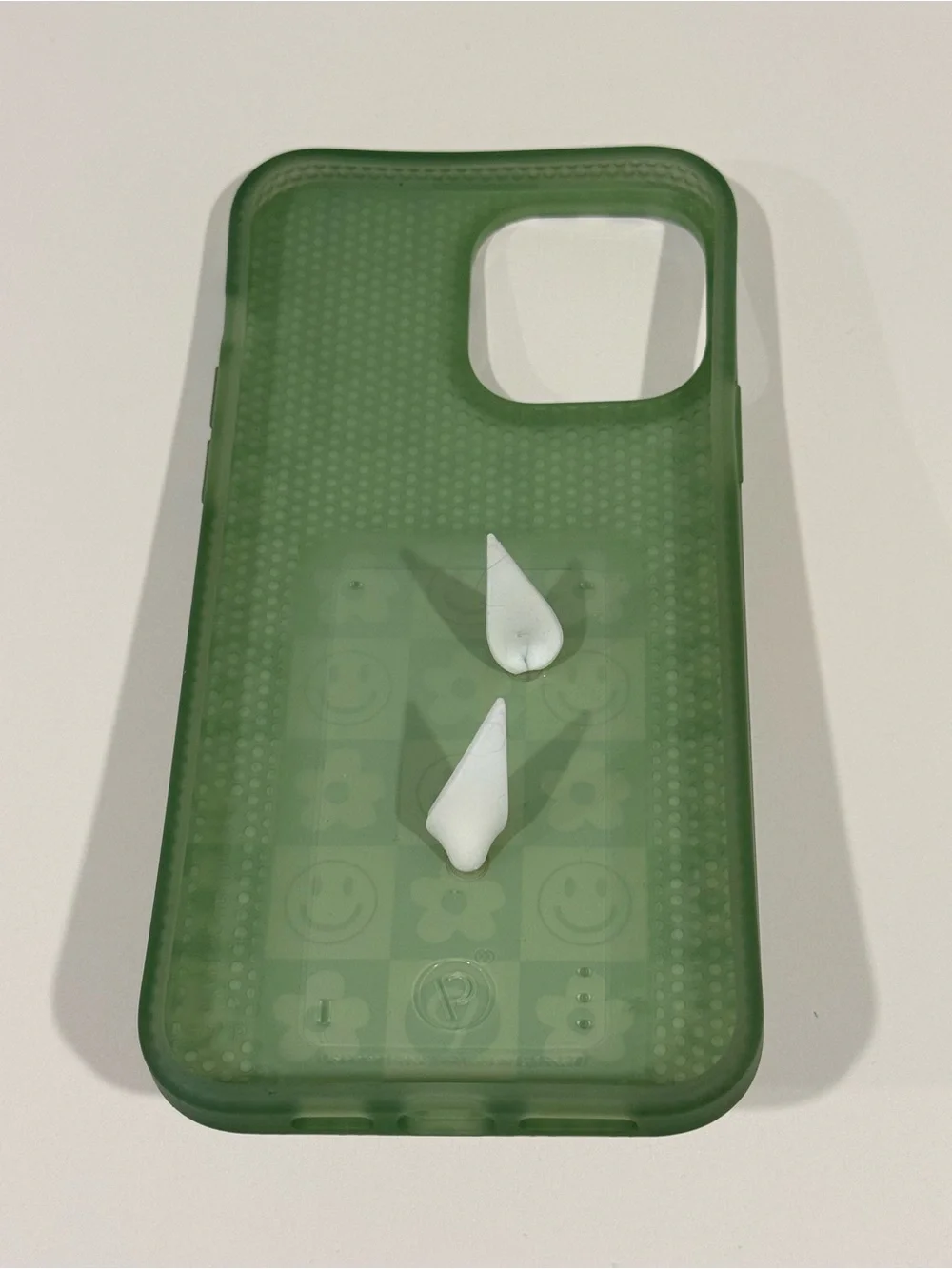 Loopy iPhone 12/ iPhone 13 Pro Max 6.7” Righty Green White Smiley+Flowers Case